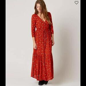 Amuse Society Kimia Maxi Dress, Rust Orange, size L
